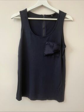 Sleeveless Navy Pocket Tank Top